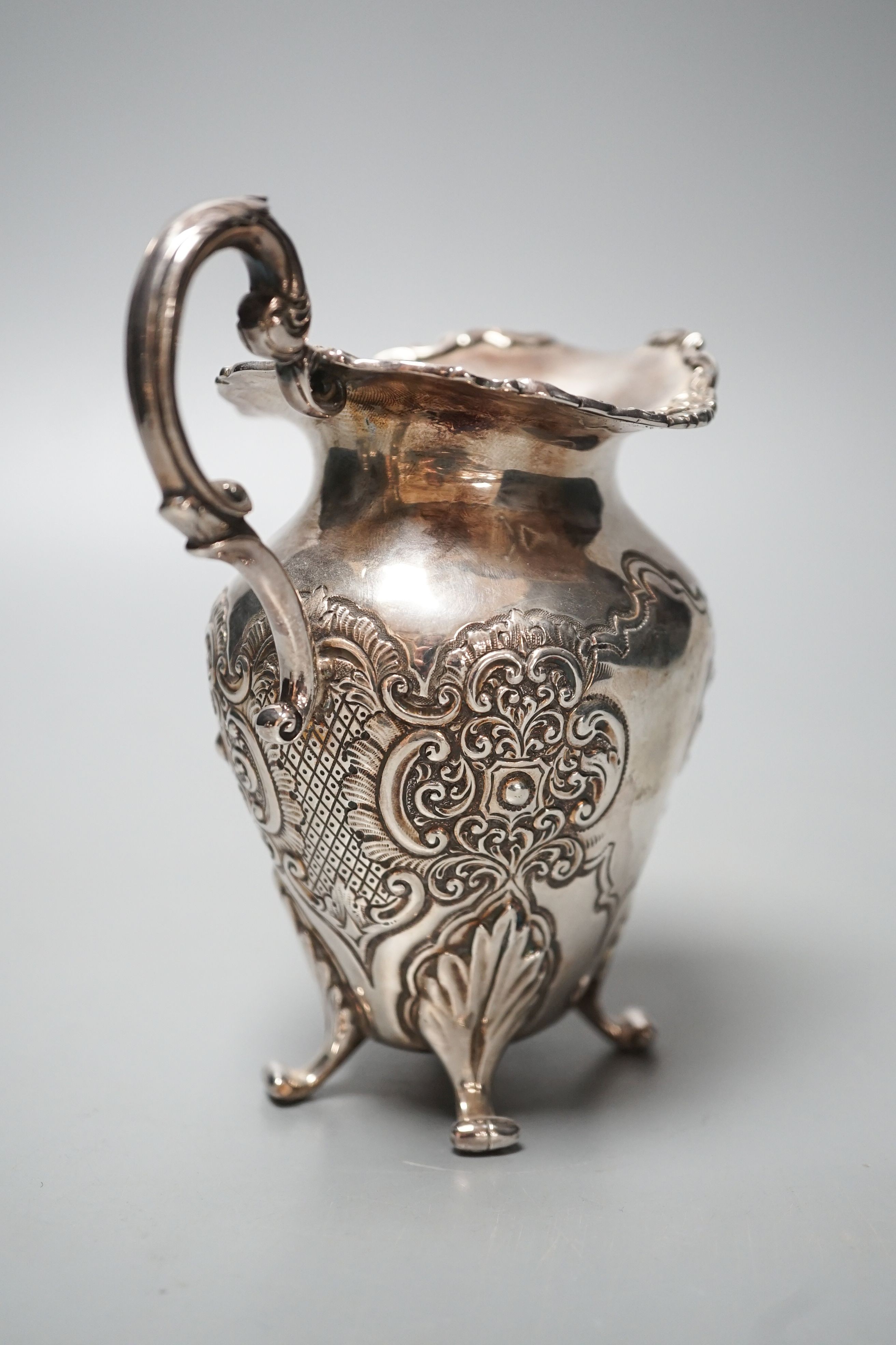 A late Victorian Scottish silver cream jug, John Fettes, Glasgow, 1899, 13.3cm, 7oz.